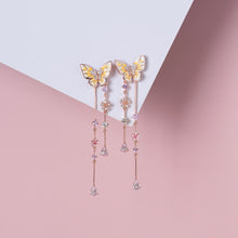 Load image into Gallery viewer, Tale of the Butterfly long dangling earrings in Pink
