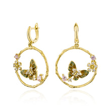 Load image into Gallery viewer, Tale of the Butterfly dangling earrings in yellow

