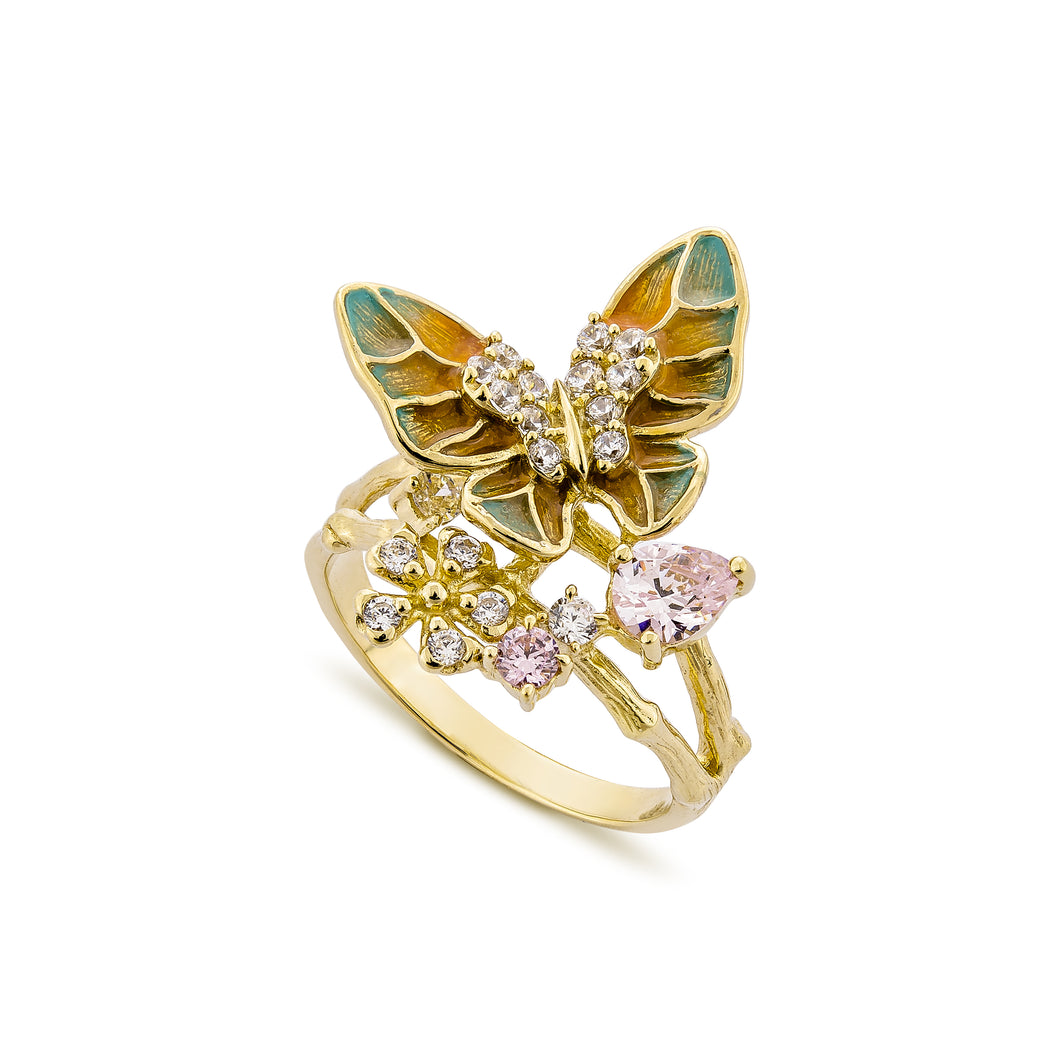 Tale of the Butterfly ring Medium in Yellow