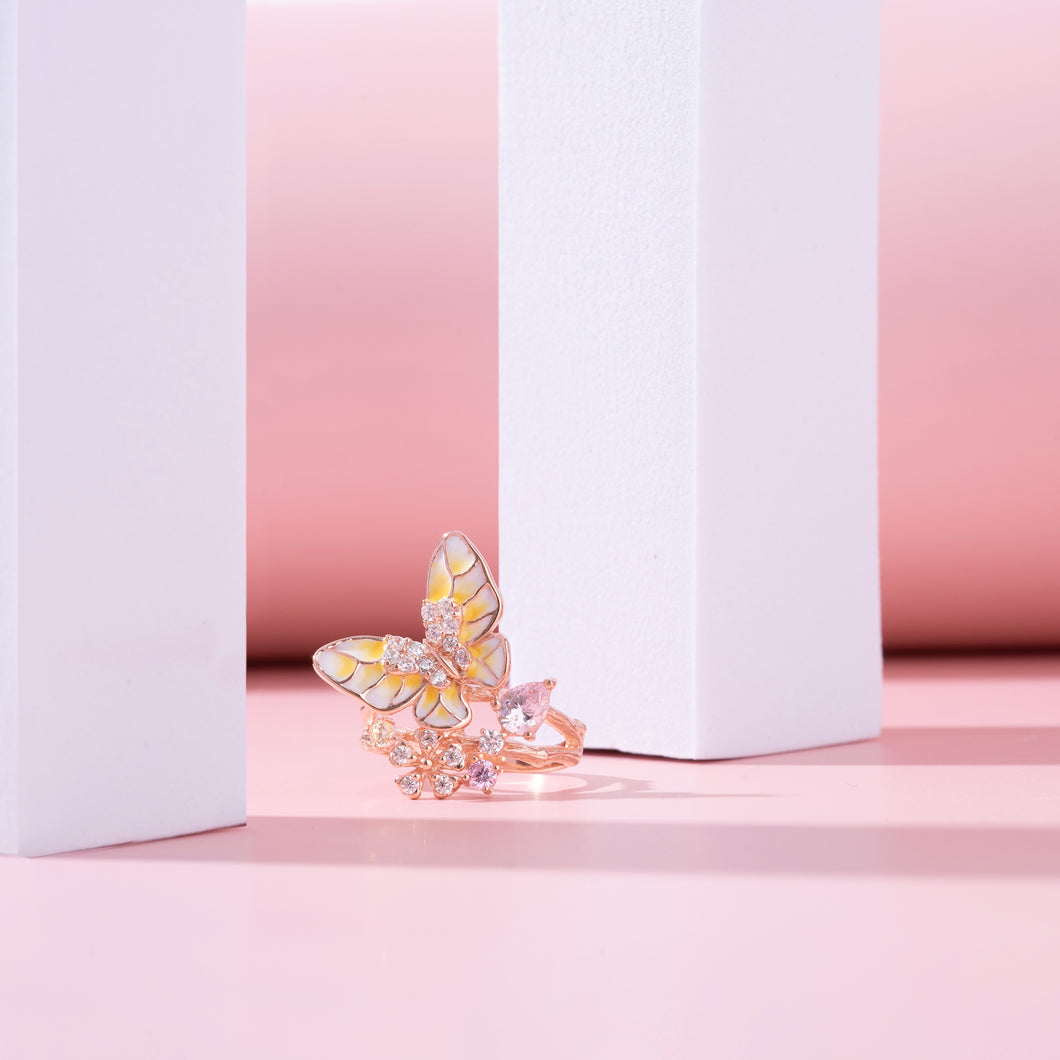 Tale of the Butterfly ring Medium  in Pink