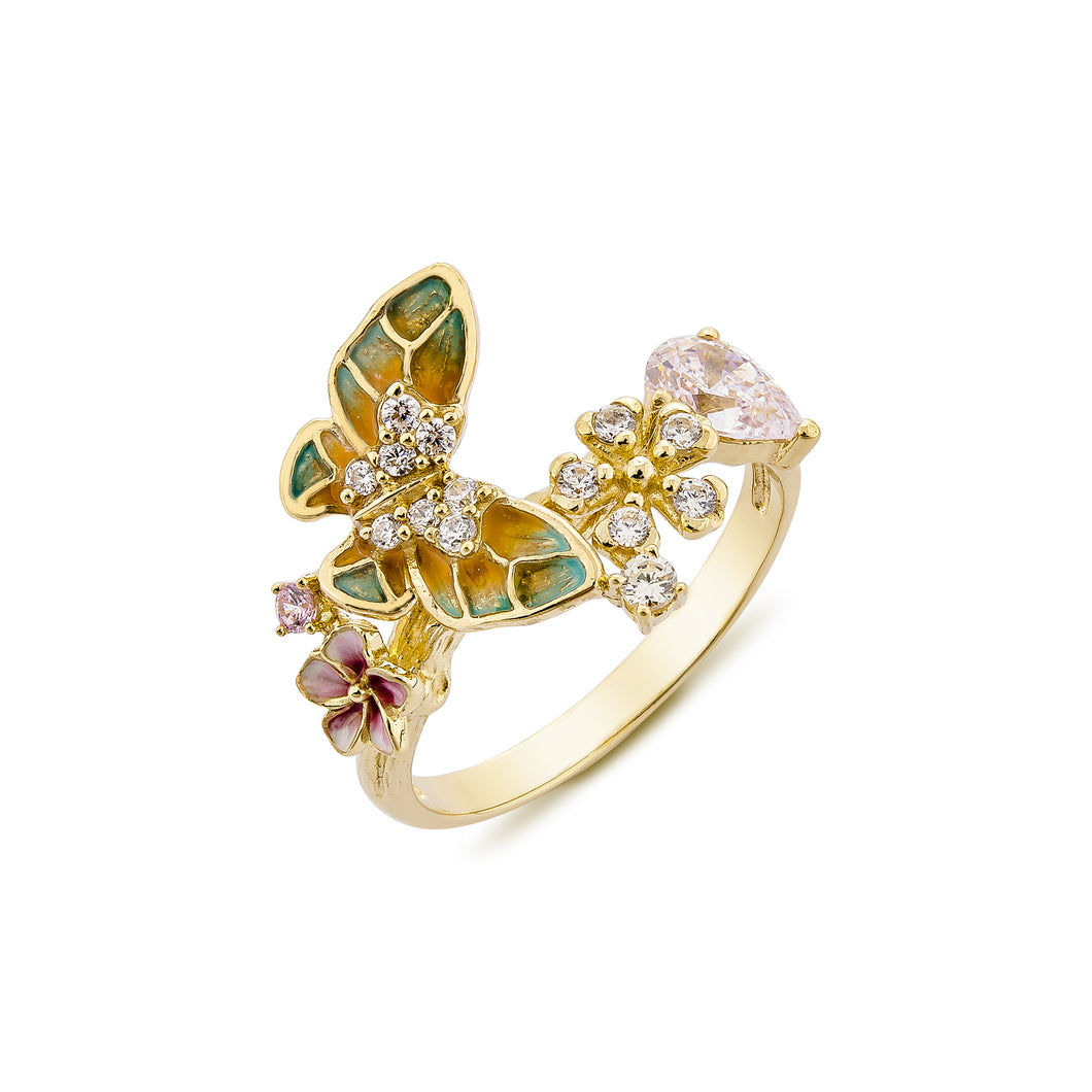 Tale of the Butterfly ring Small  in Yellow