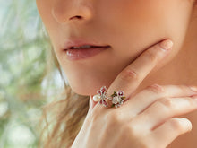 Load image into Gallery viewer, Anthia Jewelry Lucky Bee in Pink with Crave Shell Flower and Fresh Water Pearl Adjustable Silver Ring
