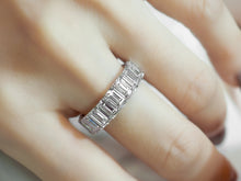 Load image into Gallery viewer, Anthia Jewelry Quintessential Emerald Cut Lab Create Diamond Eternity Silver Ring
