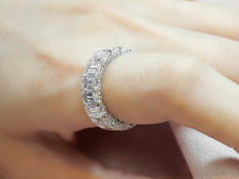 Load image into Gallery viewer, Anthia Jewelry Quintessential Emerald Cut Lab Create Diamond Eternity Silver Ring
