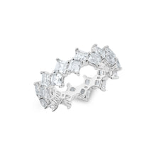 Load image into Gallery viewer, Anthia Jewelry Quintessential Princess Cut Lab Create Diamond Eternity Silver Ring
