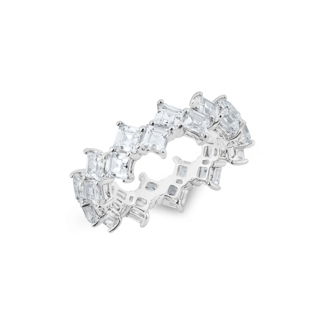 Anthia Jewelry Quintessential Princess Cut Lab Create Diamond Eternity Silver Ring