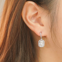 Load image into Gallery viewer, Anthia Jewelry Quintessential Man Made Emerald Cut Diamond Dangling Silver Earrings
