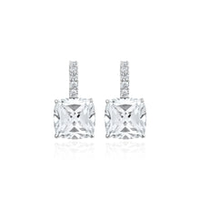 Load image into Gallery viewer, Anthia Jewelry Quintessential Man Made Cushion Cut Diamond Dangling Silver Earrings
