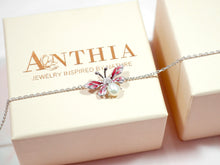 Load image into Gallery viewer, Anthia Jewelry Mini Lucky Bee in Pink Small Dainty and Cute, Fresh Water Pearl Silver Pendant Necklace
