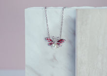 Load image into Gallery viewer, Anthia Jewelry Mini Lucky Bee in Pink Small Dainty and Cute, Fresh Water Pearl Silver Pendant Necklace

