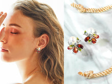 Load image into Gallery viewer, Anthia Jewelry Tutti Fruitti Synthetic Multi-Gemstone&amp;Fresh Water Pearl Silver Earrings
