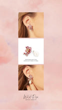 Load image into Gallery viewer, Anthia Jewelry Wild Rose Pink Flower Dangling &amp; Detachable Synthetic Pearl Drop Silver Earrings, Petal Made From ECO-Friendly Metal
