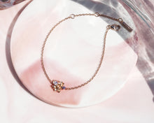 Load image into Gallery viewer, 18K Pink Gold Plated Wild flower dainty silver bracelet, everyday jewelry, gift, promise bracelet
