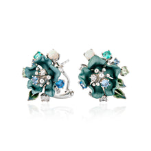 Load image into Gallery viewer, Anthia Jewelry Irean Light Blue Vintage Aluminium Single Flower Studs Silver Earrings
