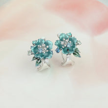 Load image into Gallery viewer, Anthia Jewelry Irean Light Blue Vintage Aluminium Single Flower Studs Silver Earrings
