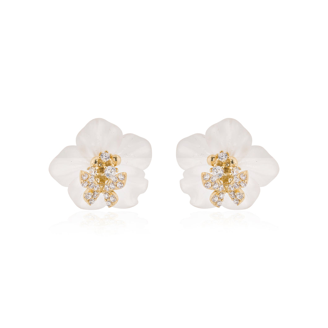 Anthia Jewelry Efflorescent Flower Crystal Craving and Butterfly Silver Earrings