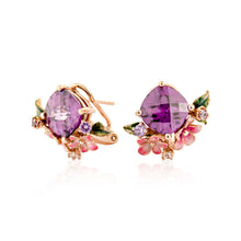 Load image into Gallery viewer, Anthia Jewelry Spring Fling Lab Create Amythyst Purple Cushion Cut Silver Earrings
