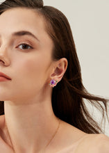 Load image into Gallery viewer, Anthia Jewelry Spring Fling Lab Create Amythyst Purple Cushion Cut Silver Earrings
