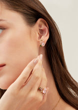 Load image into Gallery viewer, Anthia Jewelry Spring Fling Pink Imitate Diamond Oval Cut Silver Earrings
