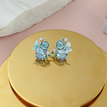 Load image into Gallery viewer, Anthia Jewelry Spring Fling Imitate Blue Topaz Oval Cut Silver Earrings
