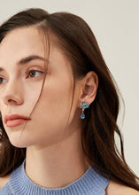 Load image into Gallery viewer, Anthia Jewelry Spring Fling Imitate Blue Topaz Pear Cut Dangling Silver Earrings
