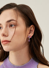 Load image into Gallery viewer, Anthia Jewelry Spring Fling Lab Create Amythyst Purple Pear Cut Dangling Silver Earrings

