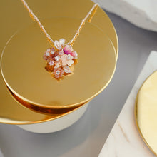 Load image into Gallery viewer, Anthia Jewelry Natura  Pink Rose Quartz Flowers Craving Silver Pendant Necklace
