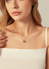 Load image into Gallery viewer, Anthia Jewelry Irean Pink &amp; Gold Vintage Aluminium Flowers Silver Pendant on Chain Necklace
