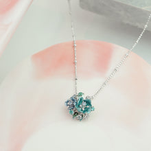 Load image into Gallery viewer, Anthia Jewelry Irean Light Blue Vintage Aluminium Flowers Silver Pendant on Chain Necklace
