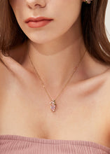 Load image into Gallery viewer, Anthia Jewelry Spring Fling Pink Imitate Diamond Oval Cut Silver Pendant Necklace
