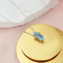 Load image into Gallery viewer, Anthia Jewelry Spring Fling Imitate Blue Topaz Oval Cut Silver Pendant Necklace
