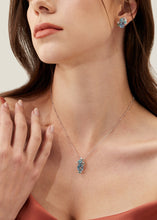 Load image into Gallery viewer, Anthia Jewelry Spring Fling Imitate Blue Topaz Oval Cut Silver Pendant Necklace
