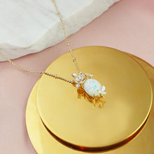 Load image into Gallery viewer, Anthia Jewelry Spring Fling Synthetic White Opal Oval Cut Silver Pendant Necklace
