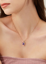 Load image into Gallery viewer, Anthia Jewelry Spring Fling Lab Create Purple Oval Cut Silver Pendant Necklace
