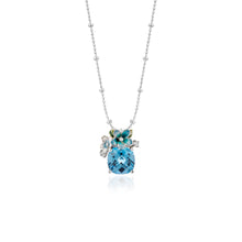 Load image into Gallery viewer, Anthia Jewelry Spring Fling Imitate Blue Topaz Cushion Cut Silver Pendant Necklace
