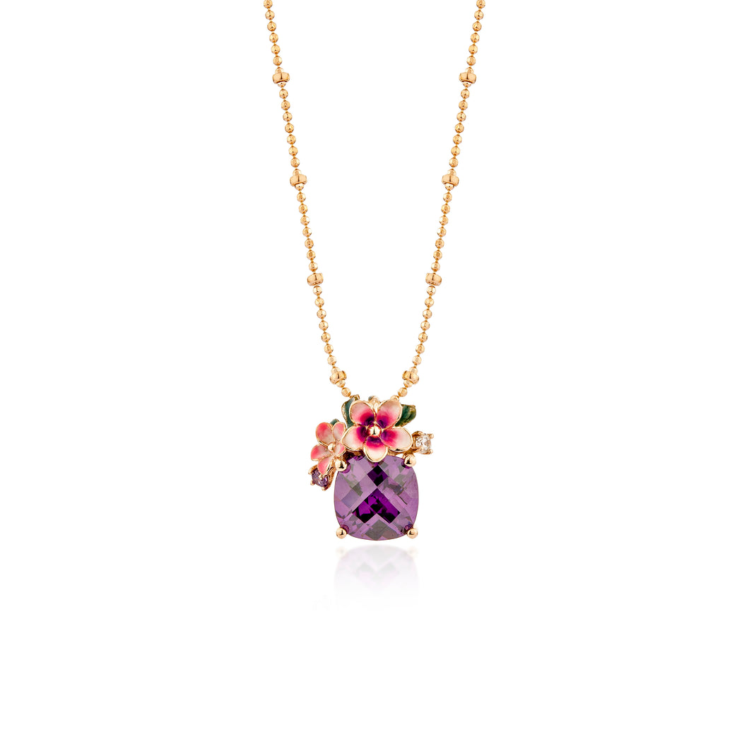 Anthia Jewelry Spring Fling Lab Create Amythyst Purple Cushion Cut Silver Pendant Necklace