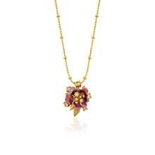 Load image into Gallery viewer, Anthia Jewelry Irean Pink Vintage Aluminium Single Flower Silver Pendant Necklace
