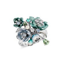 Load image into Gallery viewer, Anthia Jewelry Irean Light Blue Vintage Aluminium Flowers Silver Ring
