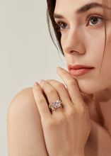 Load image into Gallery viewer, Anthia Jewelry Spring Fling Pink Imitate Diamond Cushion Cut Silver Ring
