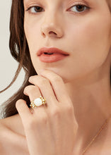 Load image into Gallery viewer, Anthia Jewelry Spring Fling Synthetic White Opal Cushion Cut Silver Ring
