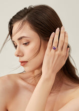 Load image into Gallery viewer, Anthia Jewelry Spring Fling Lab Create Amythyst Purple Cushion Cut Silver Ring
