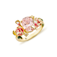 Load image into Gallery viewer, Anthia Jewelry Spring Fling Pink Imitate Diamond Oval Cut Silver Ring
