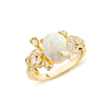 Load image into Gallery viewer, Anthia Jewelry Spring Fling Synthetic White Opal Oval Cut Silver Ring
