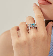 Load image into Gallery viewer, Anthia Jewelry Spring Fling Imitate Blue Topaz Pear Cut Silver Ring
