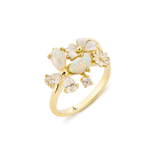 Load image into Gallery viewer, Anthia Jewelry Spring Fling Synthetic White Opal Pear Cut Silver Ring

