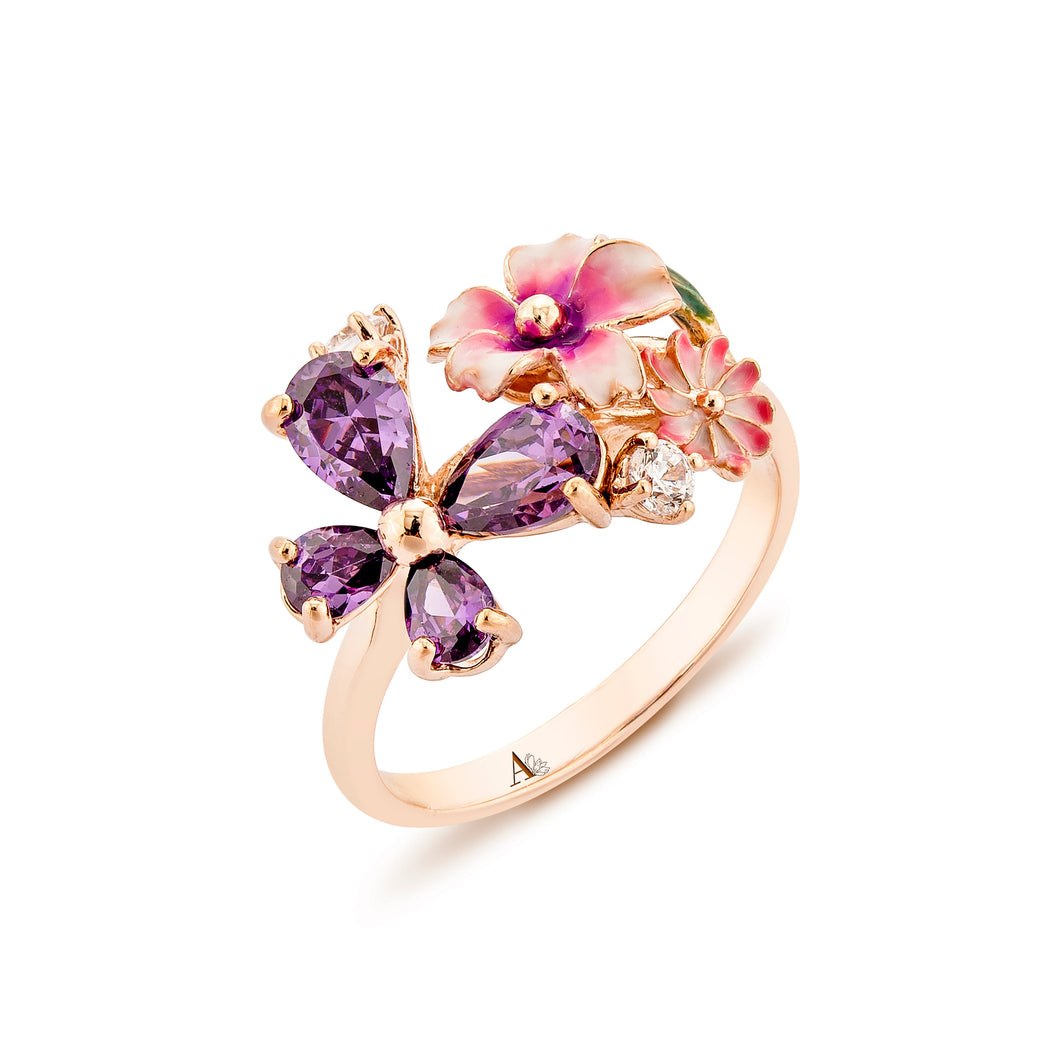 Anthia Jewelry Spring Fling Lab Create Amythyst Purple Pear Cut Silver Ring