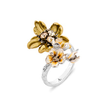 Load image into Gallery viewer, Anthia Jewelry Wild Rose Gold Flower Silver ring, Flower Petals Made From ECO-Friendly Metal
