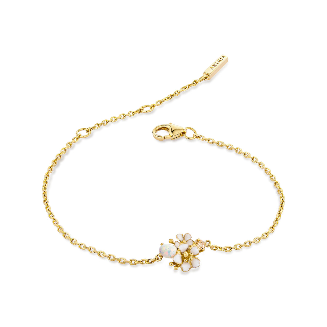18K Gold Plated Wild flower dainty silver bracelet, everyday jewelry, gift, promise bracelet