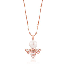 Load image into Gallery viewer, Anthia Jewelry Queen Bee Synthetic Pearl with Enamel Silver Pendant Necklace in Pink

