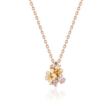 Load image into Gallery viewer, NEW! Wildflower dainty pink gold pendant on chain with Pink cz. &amp; Enamel, everyday jewelry, gift, promise necklace, friendship necklace
